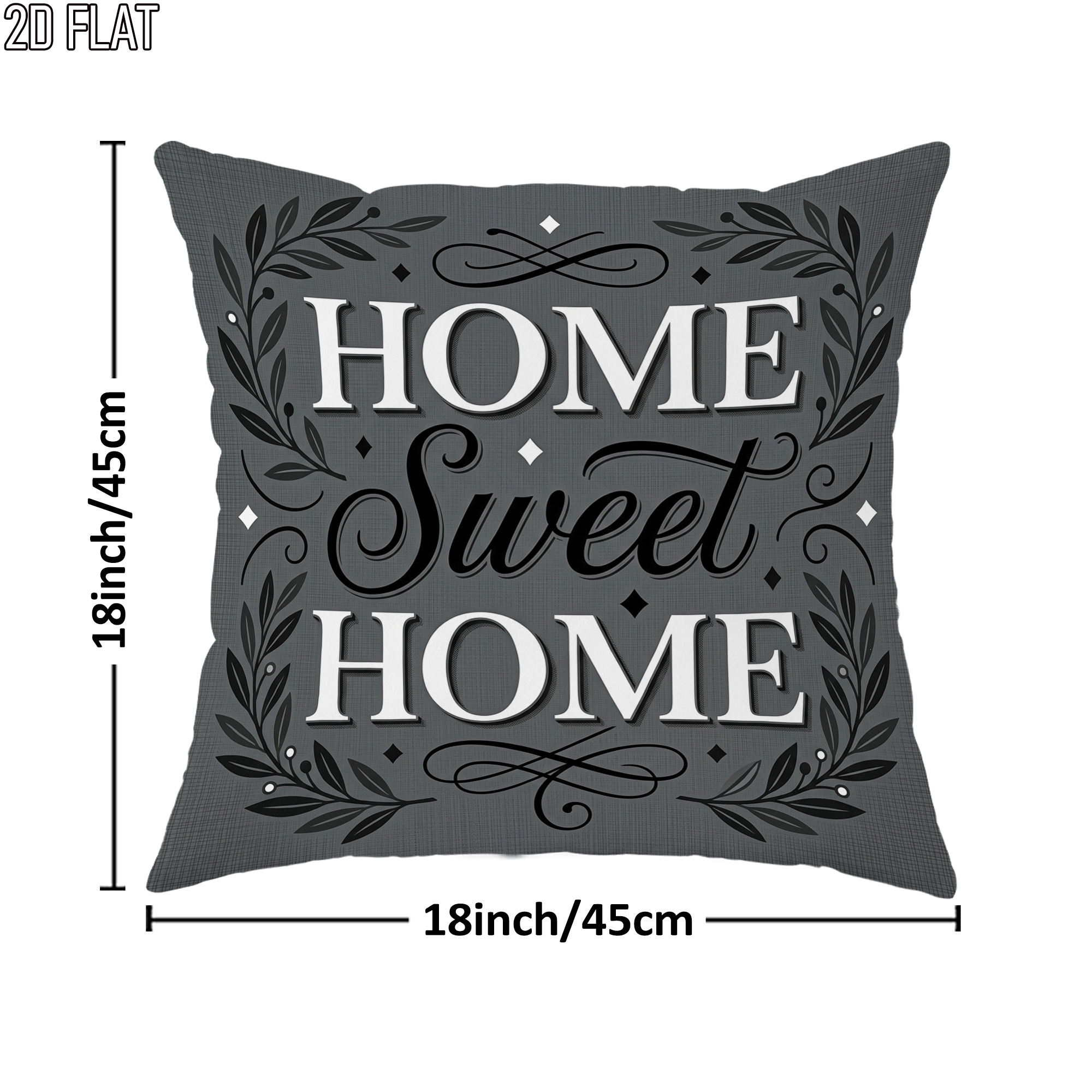 TEMU Housse de coussin plate 2D 1 pièce, housse de coussin noire moderne , impression sur une seule face rembourrage, décoration pour canapé-lit,