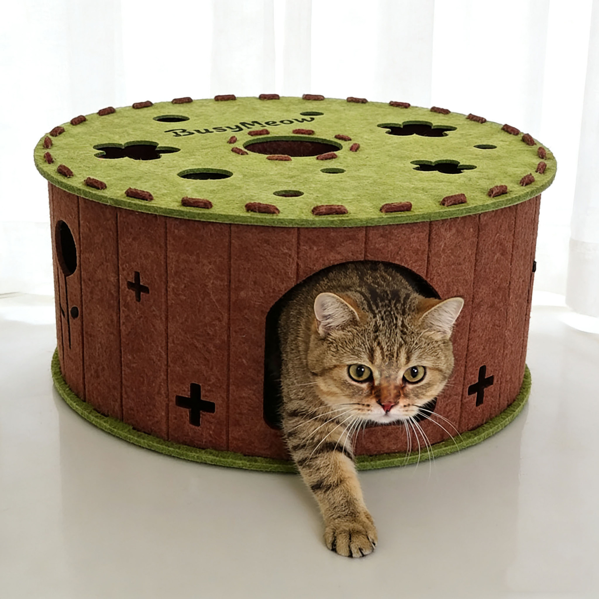 TEMU Felt Cat Nest Tunnel, Breathable Semi-enclosed Pet House, Detachable And Washable Donut Cat Nest, Soft And Warm Plush Felt Sleeping Nest, Indoor