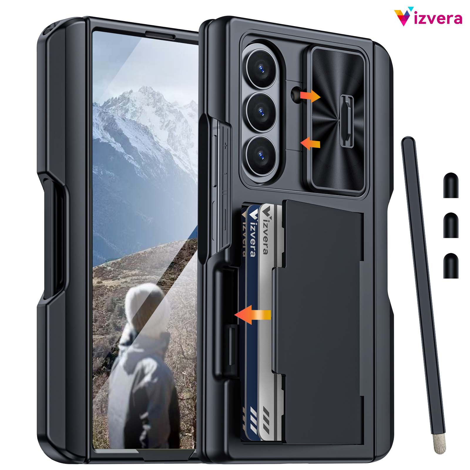 TEMU Phone Case: Compatible With Galaxy Z Fold 8 Ultra/z Fold 7 Phone Case (includes 1 Stylus And 3 Pen Caps), Features A Built-in Card Slot, S Pen