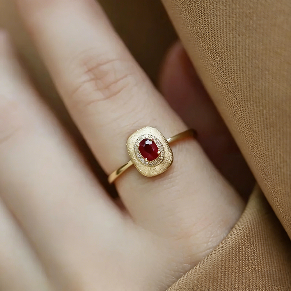 E-shop Modischer Retro-Inlay Roter Oval Zirkonia Goldener Ring für Damen Herren Party Hochzeit Täglicher Gerichtsstil Ring Schmuck Jubiläumsgeschenk