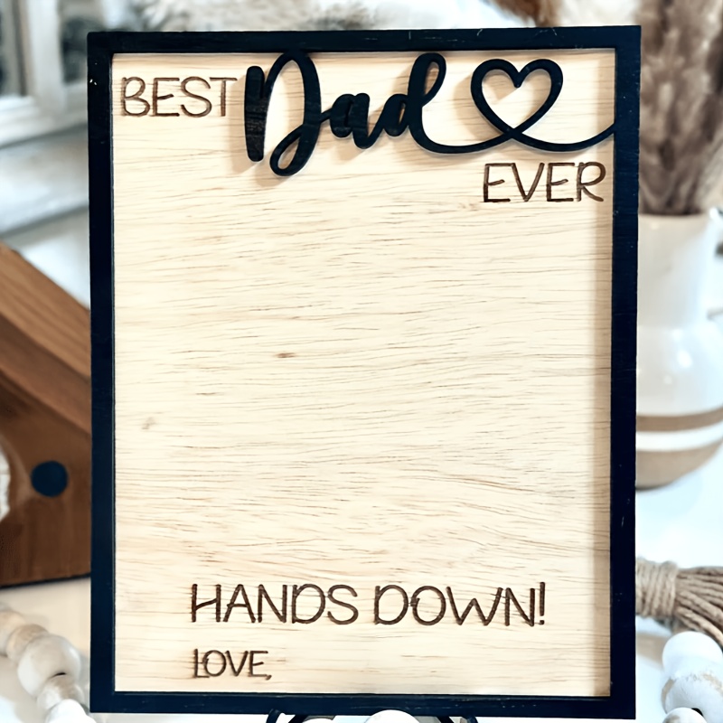 TEMU Wooden Father's Day Gift, Best Dad Handprint Keepsake, Handprint Sign, Father's Day Decoration. Suitable For Home, Parties, And Holiday Decor.