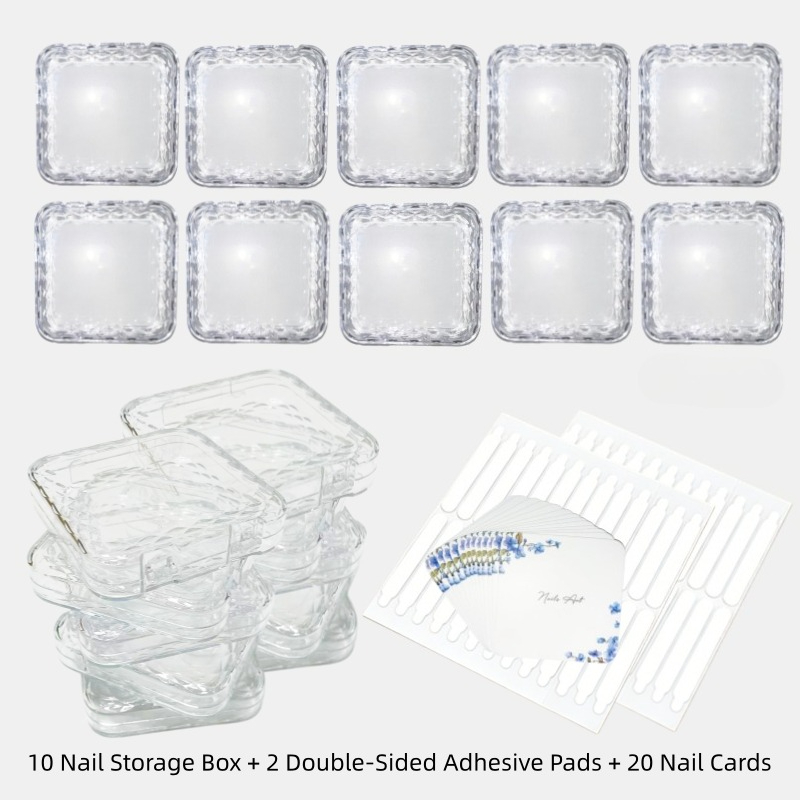 TEMU Système de rangement pour ongles pressés nouveau style, 32 pièces, organisateur de présentation pour nail art, comprenant 10 boîtes de rangement