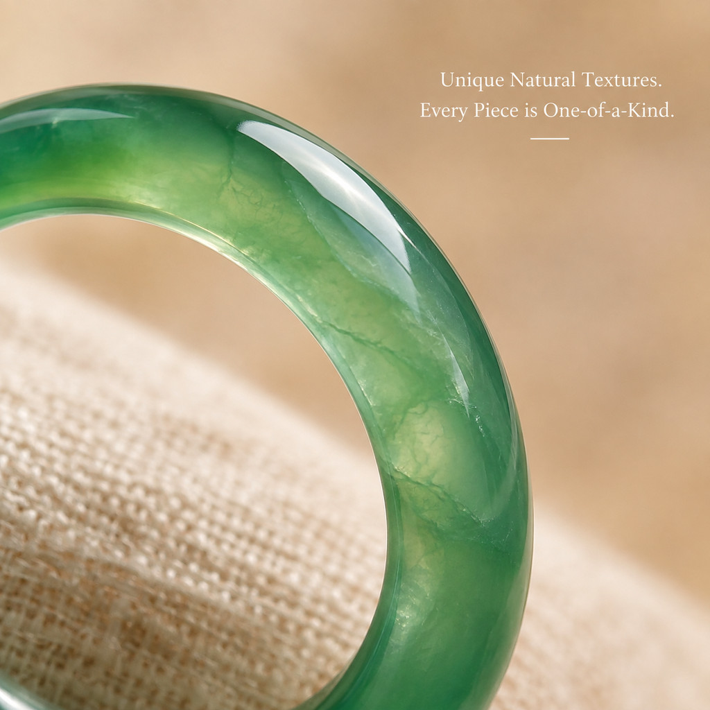 Women's Green Agate Natural Stone Band Ring, Stackable