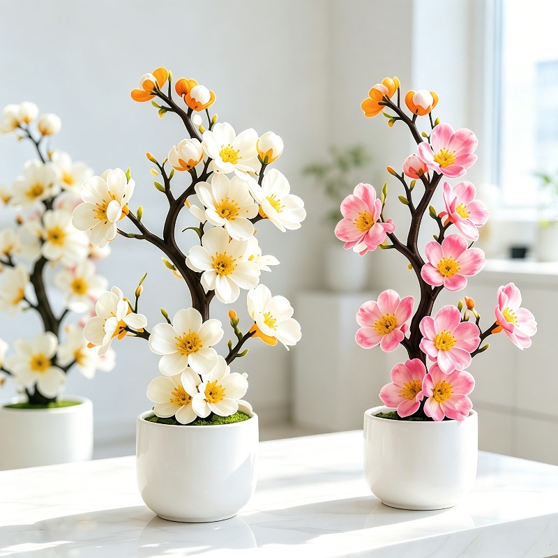 2pcs - Plum Blossom Squid | An Ideal Choice for Festive Artificial Flower Decorations, Convenient for Matching Homes, Courtyards, Offices, Weddings, Desks, and Other Scenes | Suitable for Father's Day, Eid Al-Fitr, Weddings, and Other Landscape De