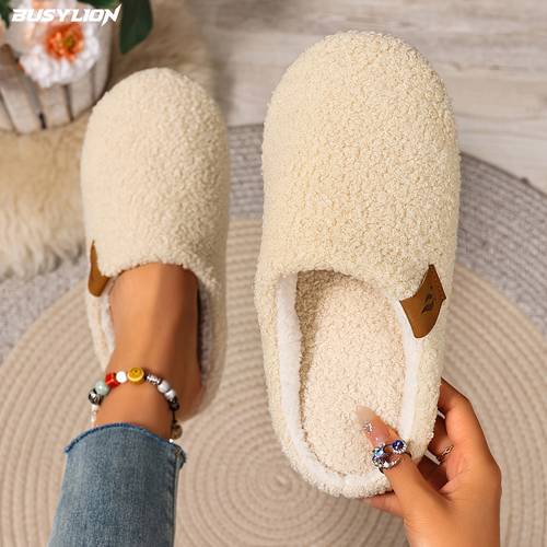 item picture womens autumn and slippers solid color easy plush warm indoor shoes easy comfortable soft insoles and heat retaining unisex for women women shoes