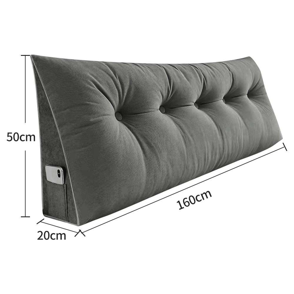 Nordic-style Pp Headboard Pillow, Removable Washable Home Lumbar Support Cushion, 160x20x50cm, Gray