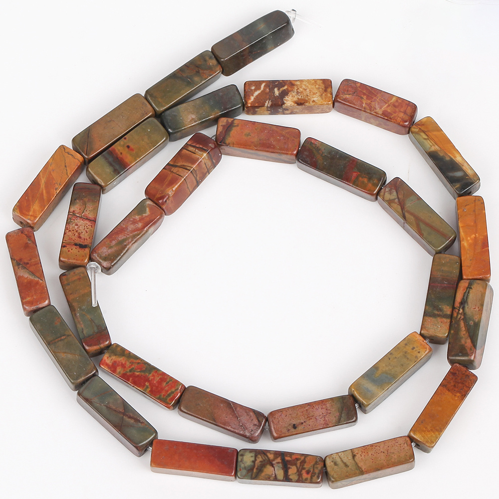 TEMU Perline & Assortimenti di Perline 1 Filo Perline Rettangolari in Diaspro Picasso per Creazione Gioielli Fai da Te Collana Bracciale Portachiavi