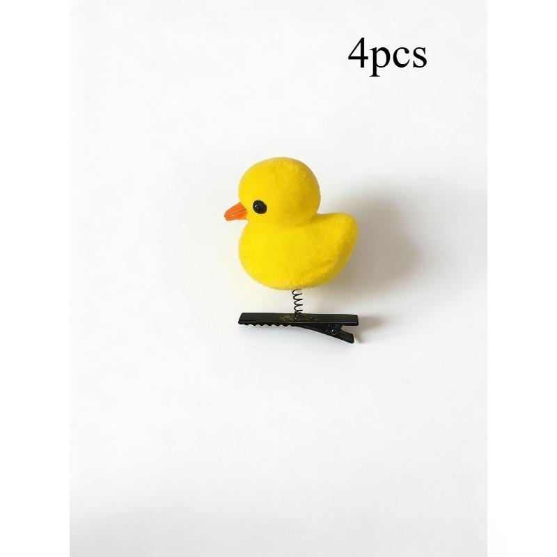 TEMU 4pcs Cute Cartoon Yellow Duck Spring Duckbill Clips, Stylish And Unique Hair Additions For Women, Suitable For Daily Wear, Essential For