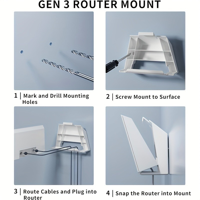 Starlink Standard V3 Mesh Router & StarLink Gen 3 Power Supply Brackets Holder Mounting Kit, No Drill Installation Starlink Gen 3 Mount