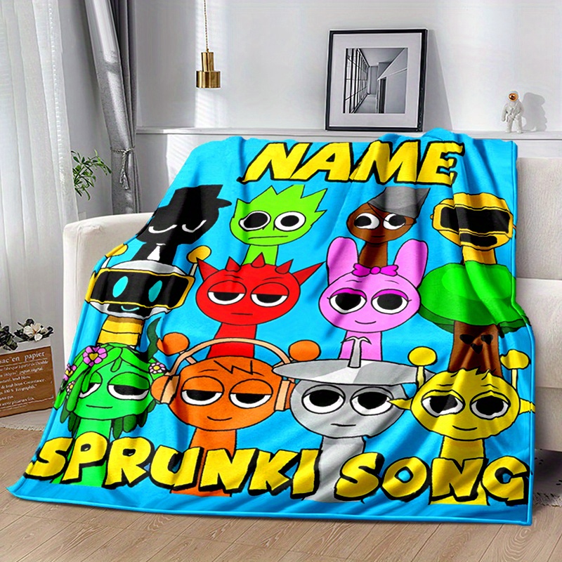 

[ Fun] Custom Name "sprunki Song" Flannel Blanket - , Personalized Design, Ideal For Sofa, Bed, Office, Camping, Travel - Gift, Personalized Blanket