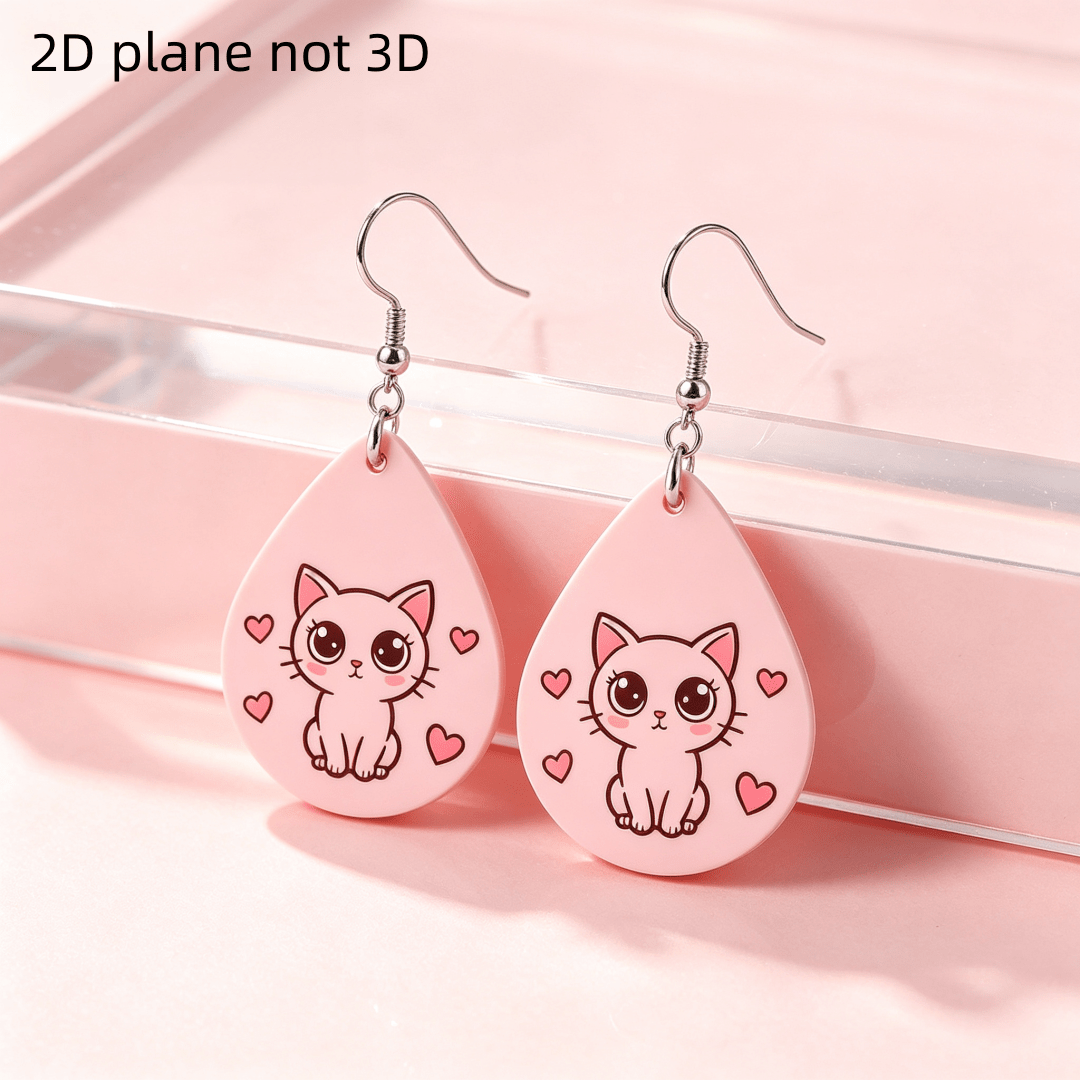 Starry Night Black Cat Teardrop Dangle Earrings, Trendy Gift