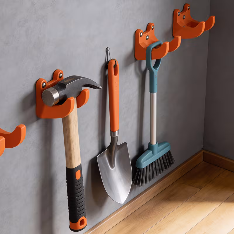16pcs garden tool hanger 4 hangers and 12 screws compatible with long handled tools such as brooms shovels rakes hoes tool hook storage hanger with screw fixed wall mount bracket shovel storage wall mounted storage details 1