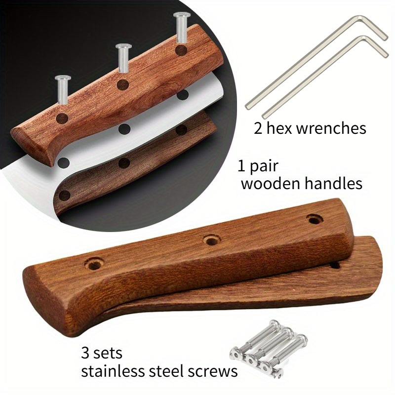 Image of Diy-friendly Pre-drilled Wooden Blanks With Hardware - Wood Handle Kit Suitable For Furniture Making, Tool Parts & - Smooth Wood With Pre-drilled Holes & Complete Assembly Tools (no Glue/epoxy Needed)