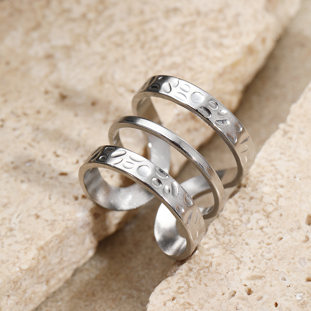 Hammered Dot Texture Open Ring for Women