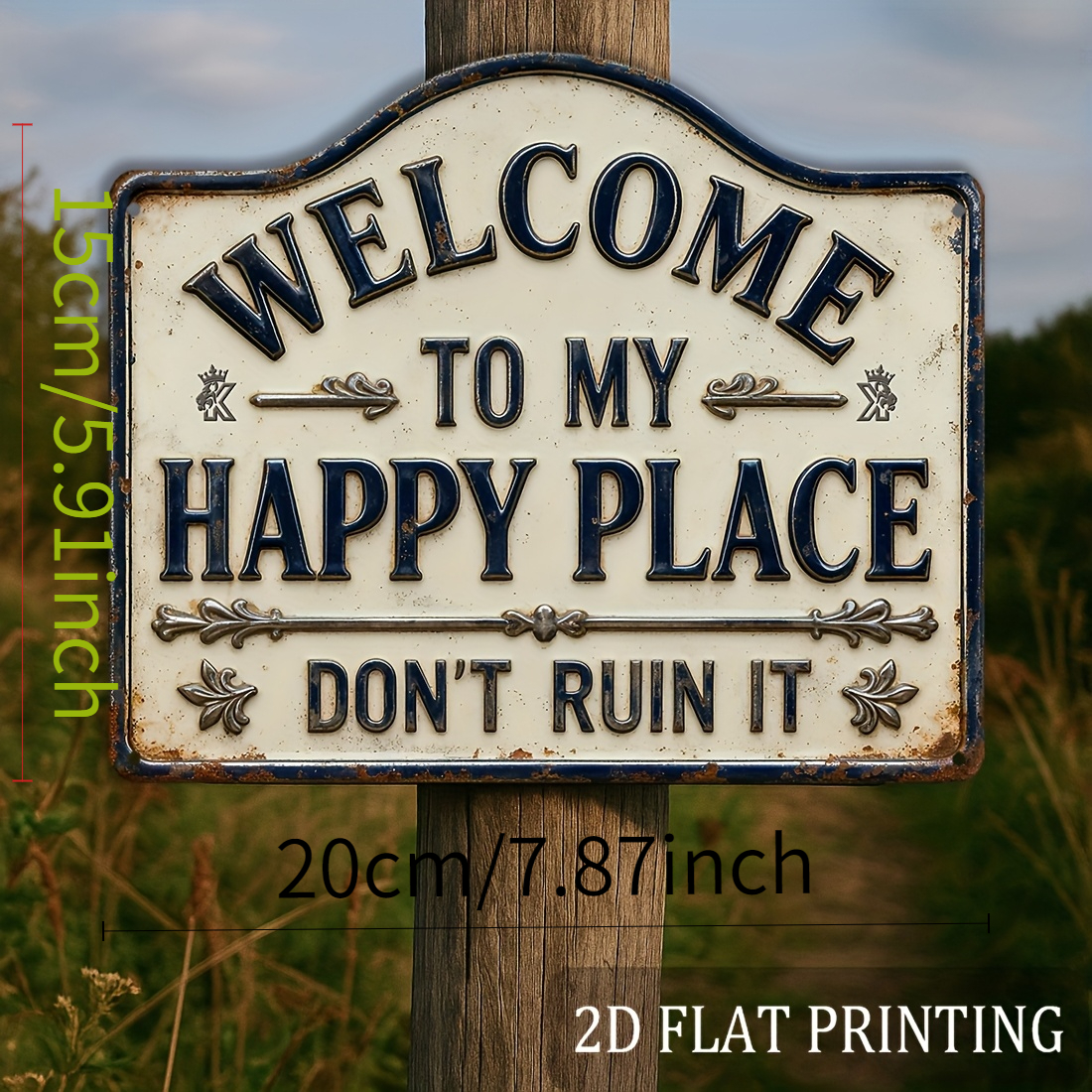 TEMU 2d Flat - 【2d Flat】 2d Flat - [2d Flat] 1pc Acrylic Wall Art Sign, Vintage "welcome To " 2d Flat Print Rustic Farmhouse Decor, For Porch Patio
