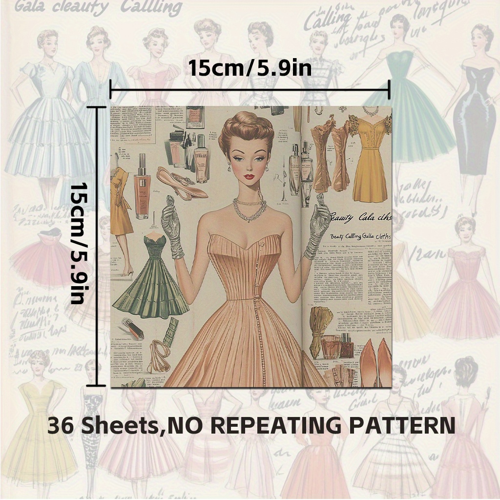 E-shop Vintage Beauty Calling Magazin -Papier, 1950er-Jahre Mode-Clipart mit Kleidern, Parfüms & Galastoffen, Vollseiten-HD-Reproduktion ohne Rand für