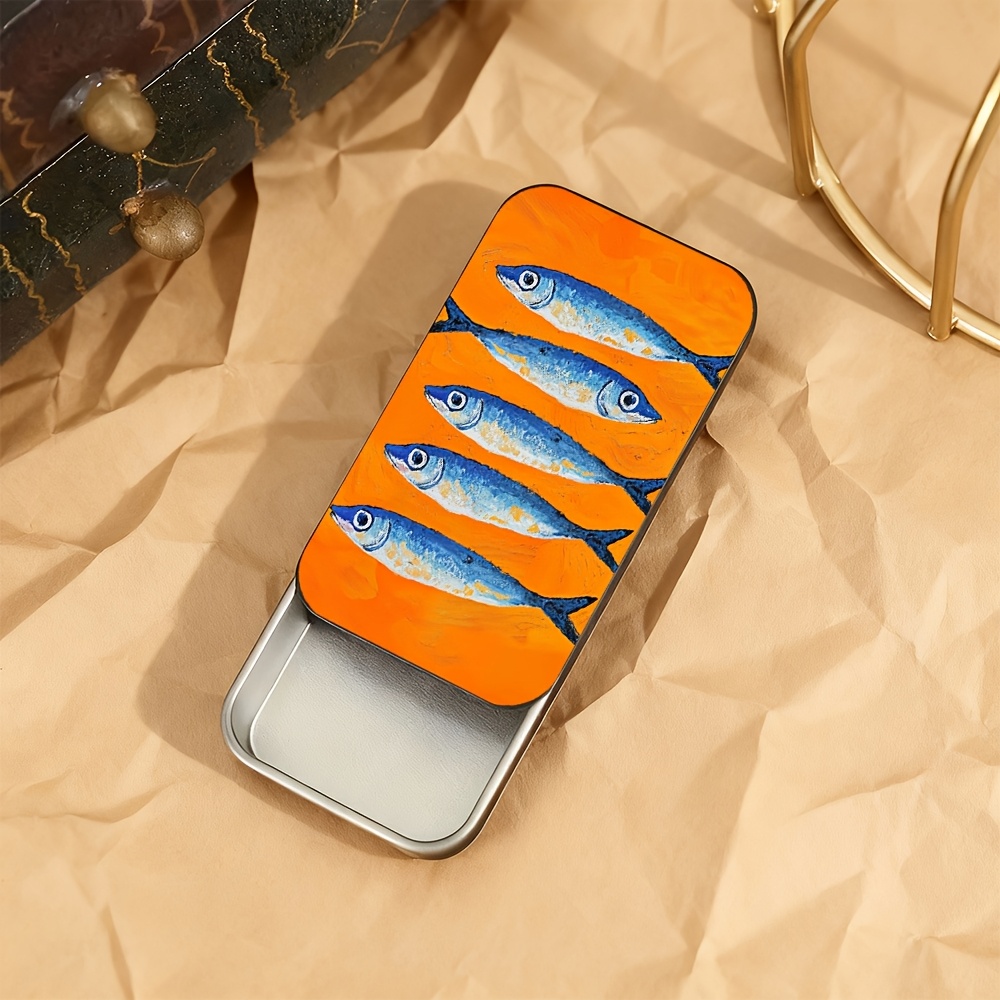 1 Sardine Can Sliding Matchbox | Retro Exquisite Matchbox, Easy To Carry, Portable, Iron Material, Sliding Closure, Suitable As Easter, Christmas And Valentine's Day Gift