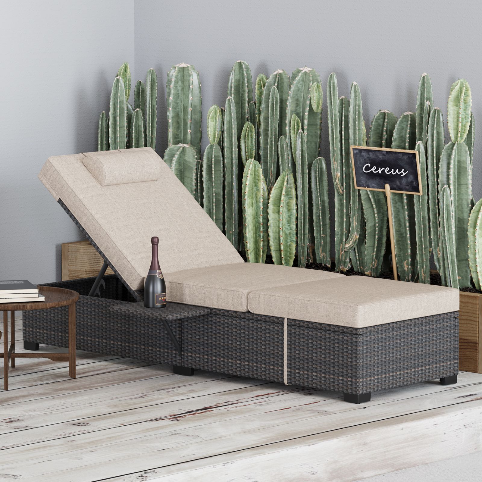 [Outdoor Sun Loungers] 2pcs Patio Chaise Lounge Set | Outdoor Adjustable Reclining Sun Loungers with PE Wicker & Steel Frame, Water-Resistant Cushions for Poolside, Beach, Backyard, All-Weather Furniture by GOCAPTAIN