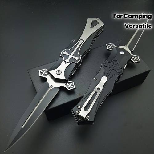plegable de acero inoxidable 2026, una herramienta para el uso con un diseño de cruz, para cordón y una . ideal para camping, senderismo, pesca y , es un regalo para .