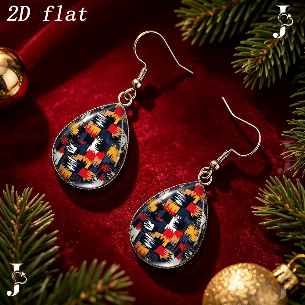 Women's Ethnic Colorful Geometric Abstract Pattern Teardrop Earrings