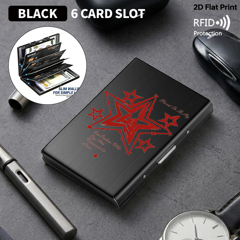 TEMU Y2k Grunge Streetwear Rfid Blocking Metal Card Holder Ultra Thin Frosted Credit Card Case Anti Theft Stylish Silver Metal Wallet Slim Minimalist