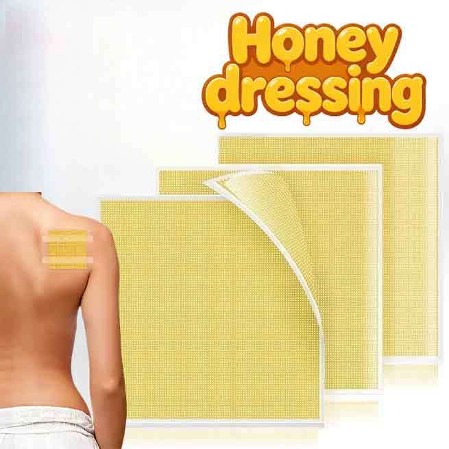 Wound Honey Dressing Foam Bandages, Honey Bandage Wound Care Pad, Adhesive Border 10.16cm'x10.16cm' Breathable Bed Pressure Dressing, Protective Padding, Foam Cushioning, Soft Foam Patches, Smooth Texture