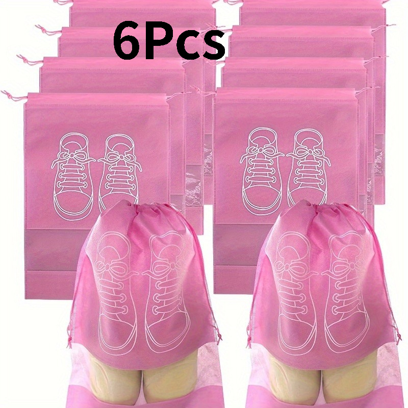 TEMU Ensemble de 6 sacs en plastique pour ranger les chaussures avec fermeture à cordon - Organisateurs de voyage pour chaussures, facilitant une