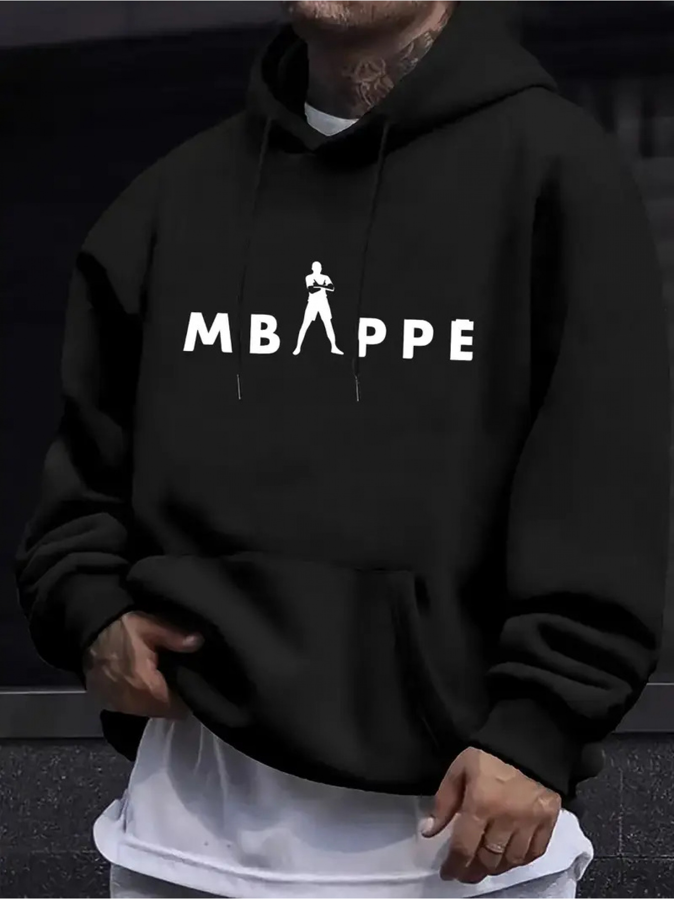 mens hooded sweatshirt with french text mbbap print beige white streetwear pullover long sleeve casual sweater for fall winter regular fit hoodie for outdoor casual attire french lettering design hand washable ideal for sports events casual outfits mens retro streetwear with front   fabric for layering relaxed fit for cooler weather stylish hooded pullover black 0