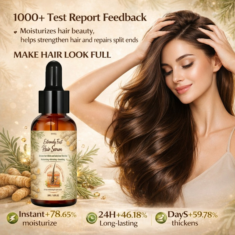 Extremely Fast Hair Builder That Moisturizes and Promotes Plump Skin in Bald Areas, Contains Turmeric, Jojoba Oil and Biotin, Especially Suitable for Uneven Thinning Hair in Bald Areas, Easy to Apply, Using Hair to Look Voluminous and Thick-30ml