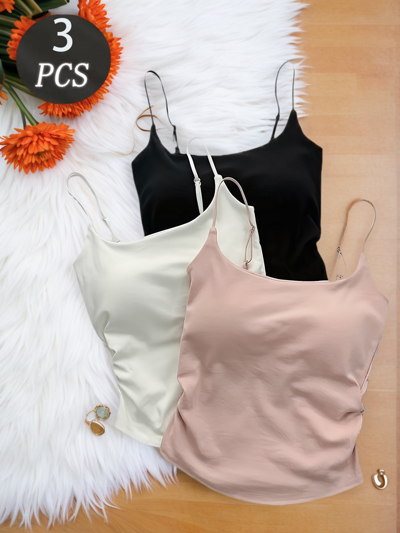 Women's Camisole With Built In Shelf Bra Adjustable Strap Vest Padded Tank Tops | UK - View #3