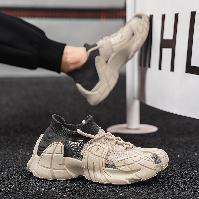 Men's Mesh Breathable Sneakers with Thick Soles, Anti-Slip Running Shoes, Shock-Absorbing, Wear-Resistant Jogging Shoes, Fashionable, Dry, Comfortable Casual Shoes