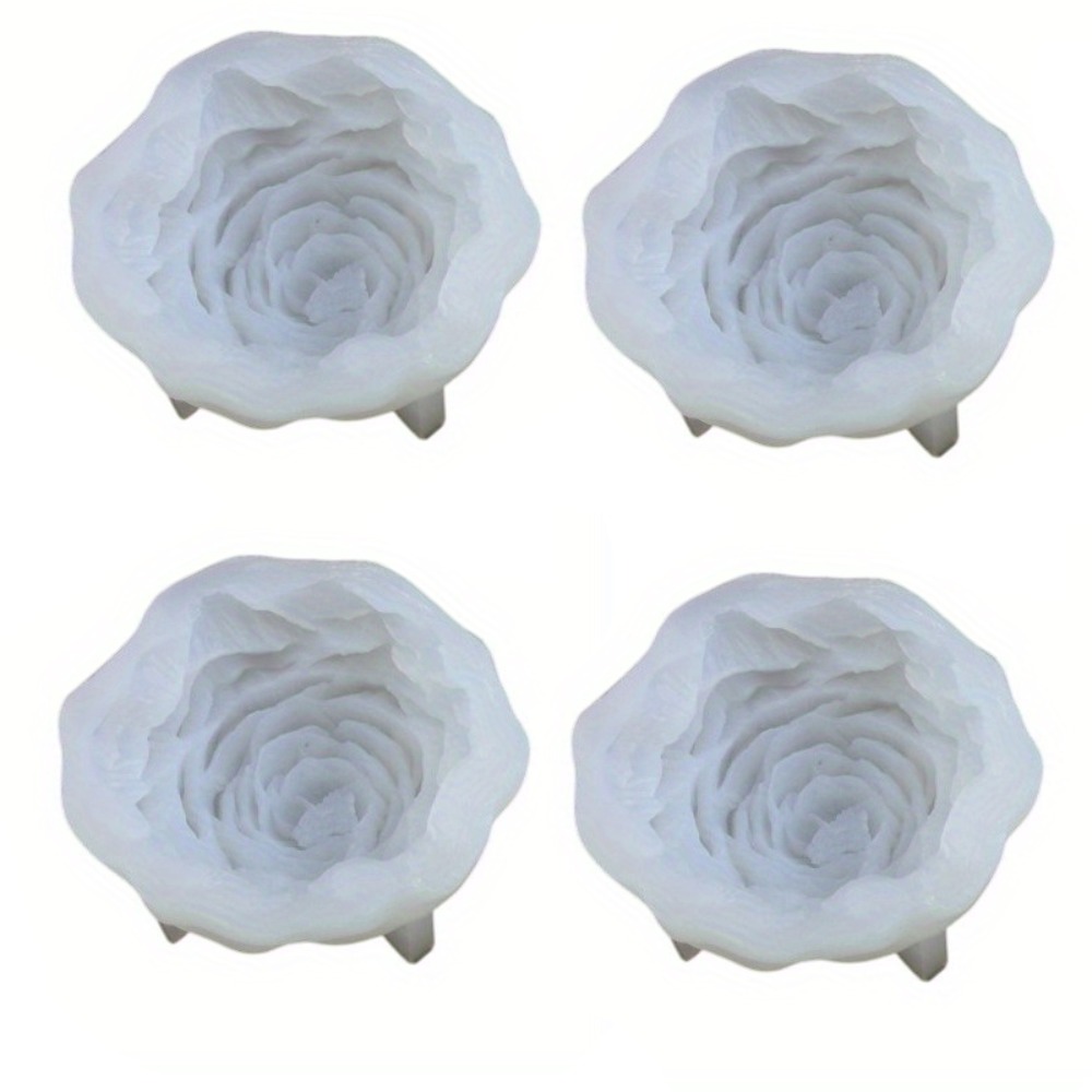 TEMU Moule en 4 pièces fleur de , moule à bougie pour bougies artisanales, artisanat en résine, savon, moulage de bijoux, décoration, art de la