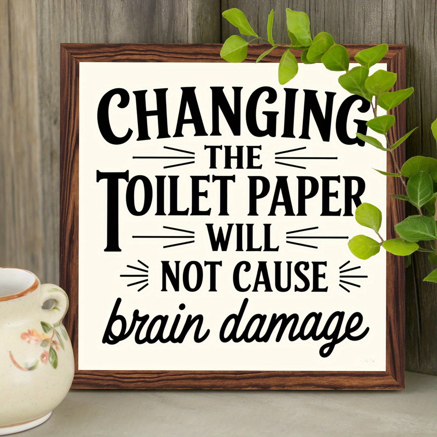 TEMU 2d Flat, 2d Plane - Two-dimensional Plane - 1pc, Changing Toilet Paper Won't Cause Brain Damage Wooden Sign, Bathroom Decor Sign, Bathroom Gift,