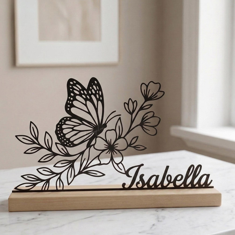 TEMU Statuine da 1 pz Targa personalizzata in metallo con e con base in legno, personalizzato, decorazione da scrivania per casa, ufficio, camera da