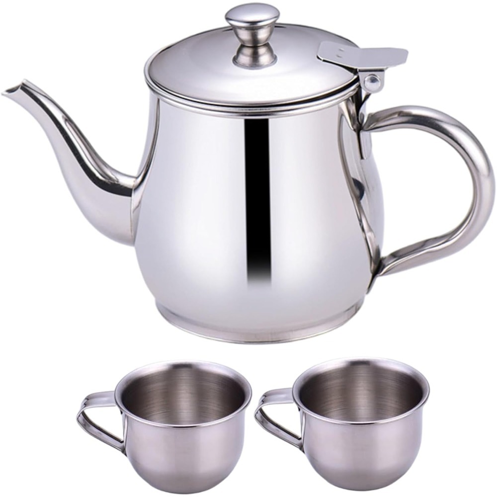 TEMU Kids Stainless Steel Tea Toy Set With Miniature Teapot Removable Strainer And 2 Cups Pretend Play Afternoon Additions For Children Girls, Must