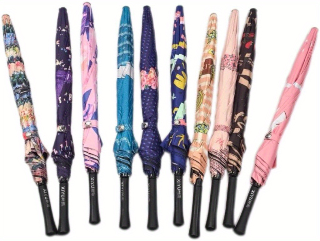 Unique Vacation Umbrella, High-Quality Printed Women's Dual-Purpose Straight Shaft Sun Umbrella, Stylish Photo Umbrella