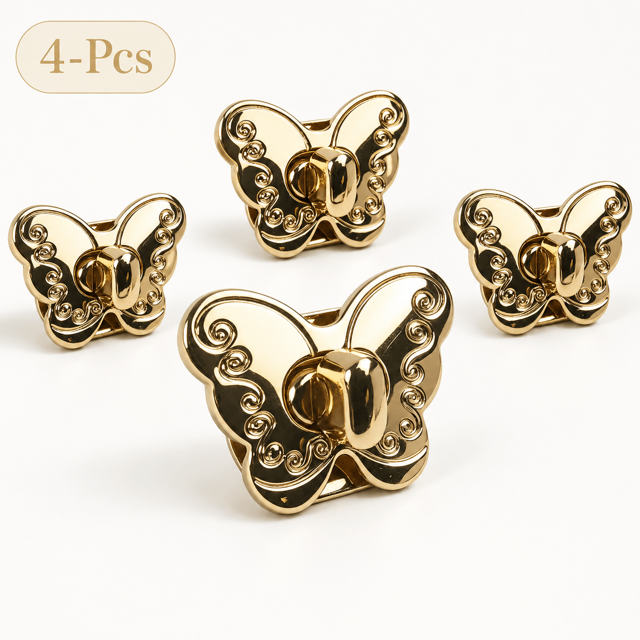 TEMU 4pcs Purse Turn Lock Clasps, Metal Twist Lock Closure Hardware For Diy Handbags, Wallets, Crochet Bags & Leathercraft, Ornate Design, Diy Wallet