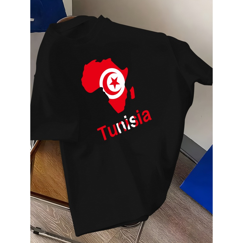 

Tunisia-inspired Men's T-shirt - Casual Crew Neck, Short Sleeve, Lightweight & Comfy For Summer