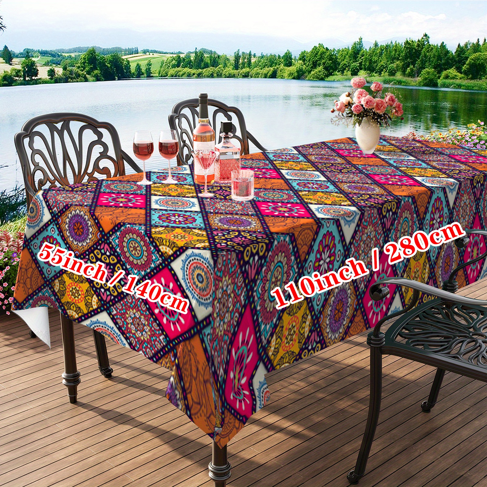 outdoor party camping tischdecke buntes ethnisches