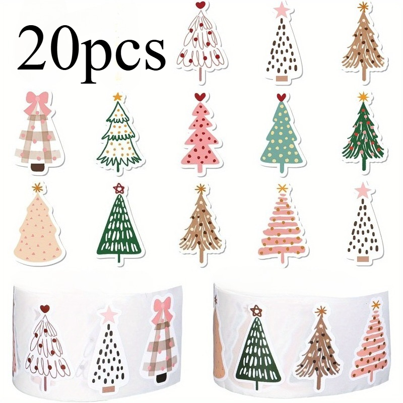 TEMU 20 pegatinas de estilo bohemio con temática navideña, con 12 diseños diferentes, perfectas para decorar fiestas y celebraciones navideña