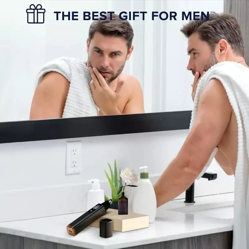 ear and nose hair trimmer with led display usb rechargeable nose trimmer portable washable cutter head ear trimmer led display all metal body vacuum cleaning fathers day gift Product details 7