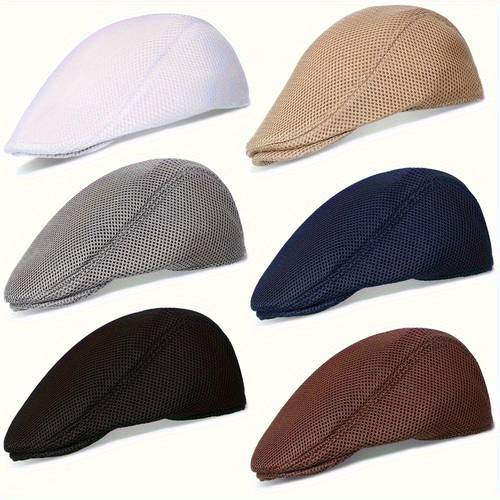 6pcs mens mesh flat caps breathable summer newsboy hats for taxi drivers suitable for men and women colors