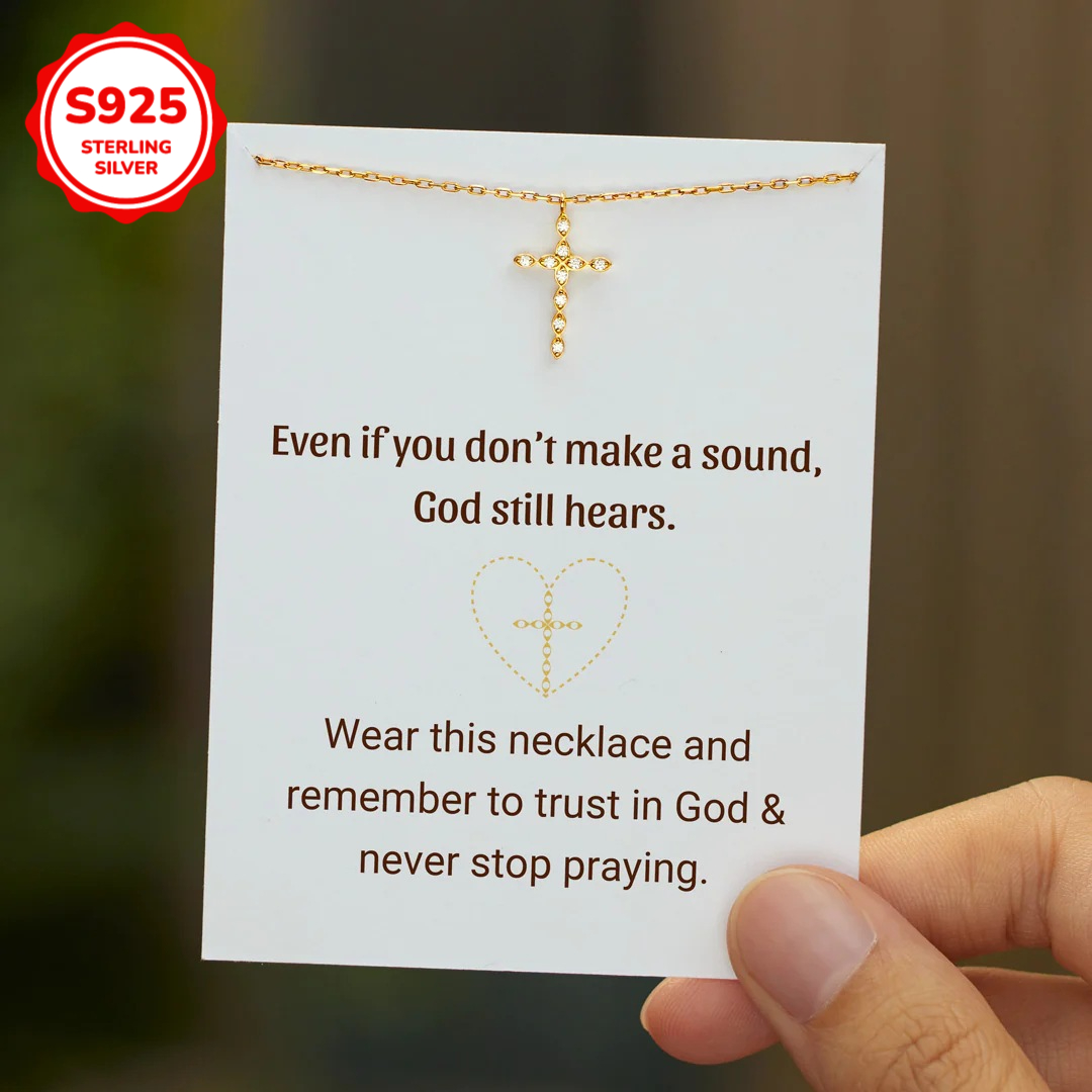 925 Silver Cross Necklace with Synthetic Zircon, Gift for Girlfriend
