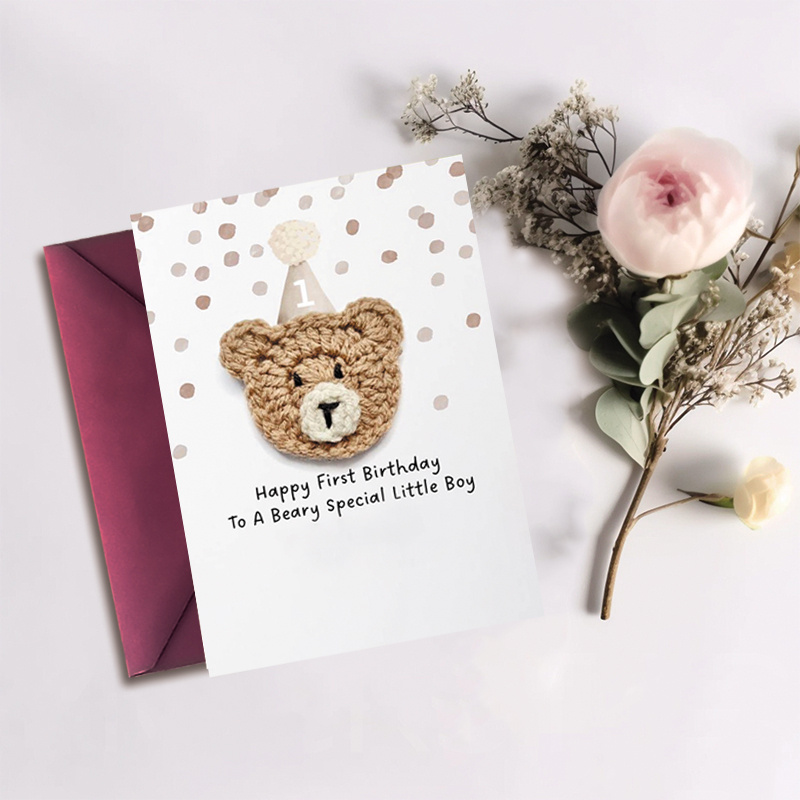 

Handcrafted First Birthday Card For - Warm & With Envelope, Celebrating