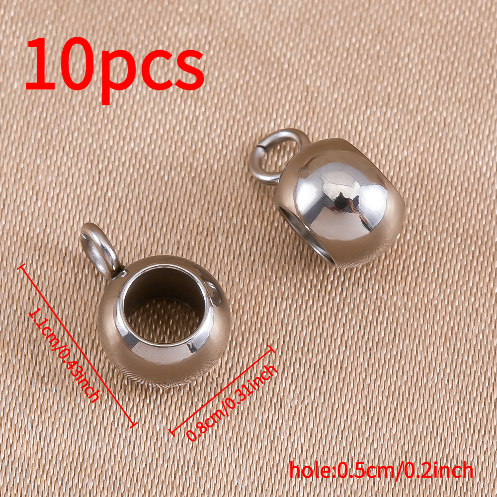 TEMU 10 Stainless Steel Large Hole Beads With Through Holes, Welded Single Circle Spacers For Bracelet String Connections, Jewelry Additions