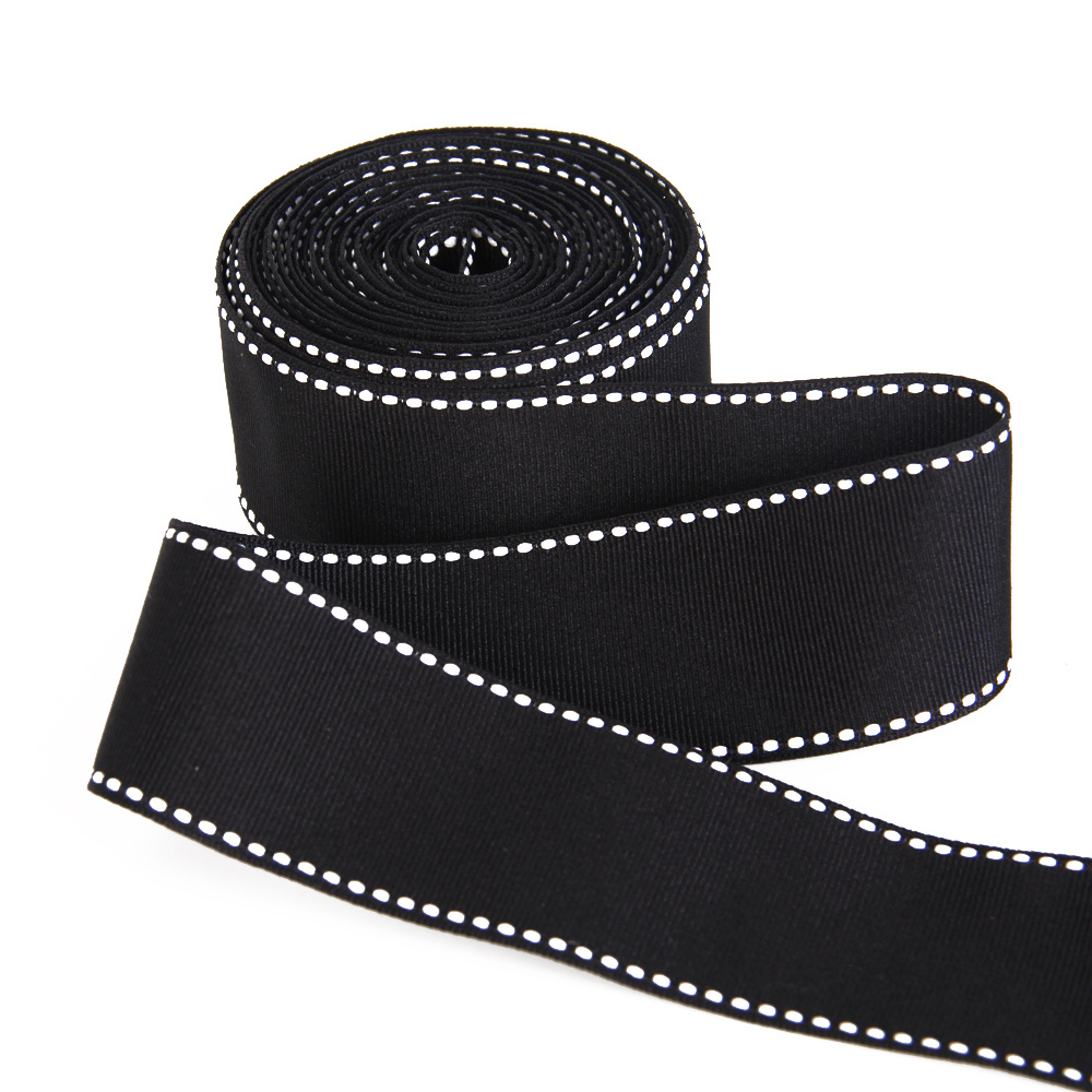 TEMU Rouleau de ruban blanc et noir avec bords cousus - 1,5 pouces de largeur, 5 yards de longueur - Parfait pour les projets, les ajouts de cheveux,