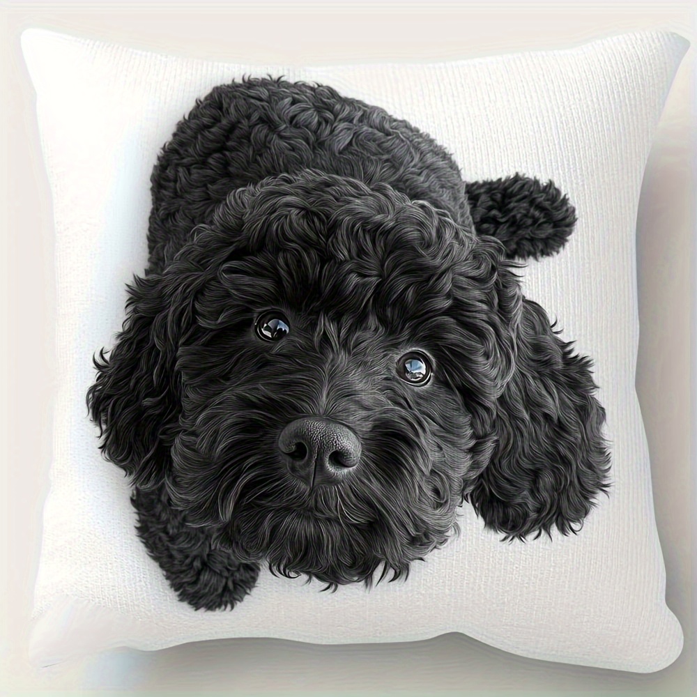 TEMU 1pc 45.72x45.72 Poodle Decorative Pillow Cover - Modern , Made Of Polyester, With Zipper Closure, Machine Washable, Suitable For Various Room