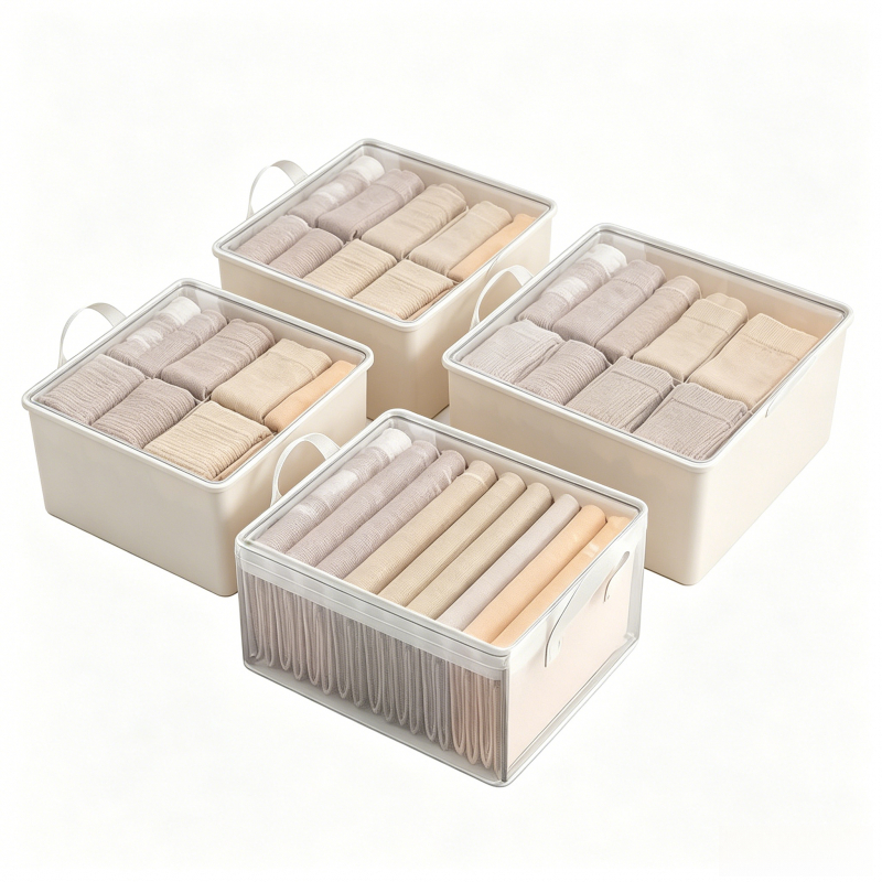 TEMU 4pcs Foldable Storage Boxes With , Transparent Pvc Storage Bins, Stackable Wardrobe Storage Boxes, Waterproof And Moisture-proof Under-bed