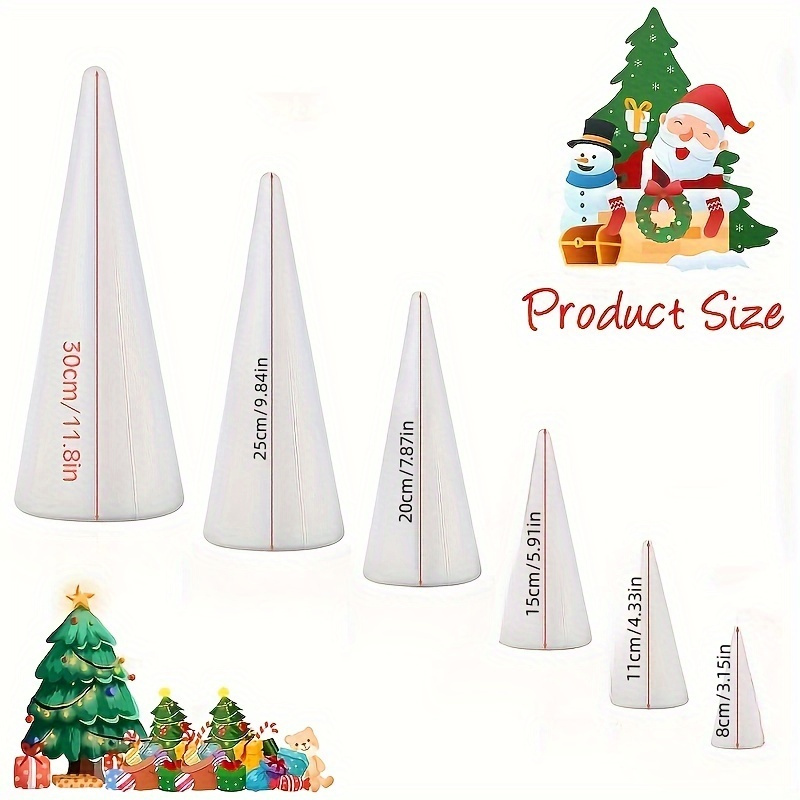 

12pcs White Polystyrene Foam Cones Set For Diy Crafts, Christmas Tree Making, Table Centerpieces & Arts And Crafts Projects - Material For Creative Decorations