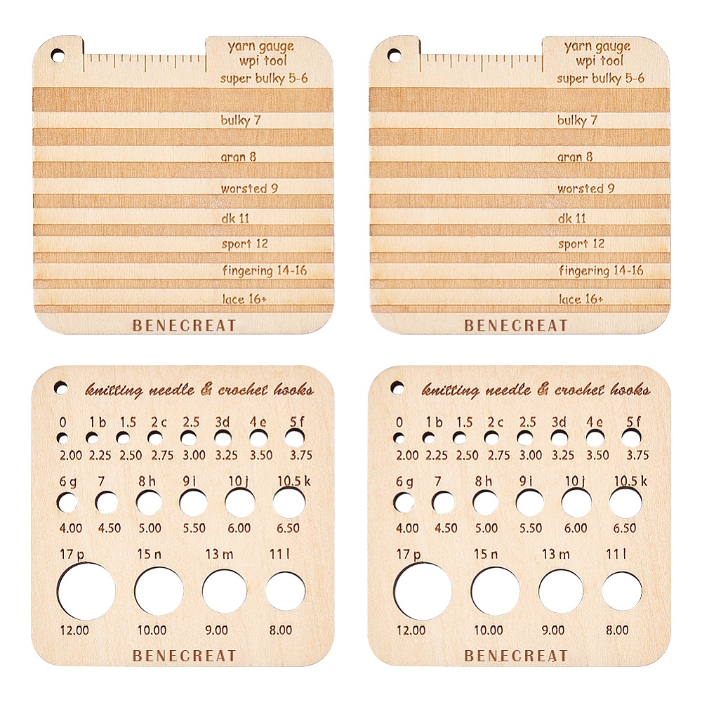 TEMU Ensemble de règles de tricot plates 2D en bois, outils de tricot carrés, crochets et calibres d'aiguilles, plat 2D